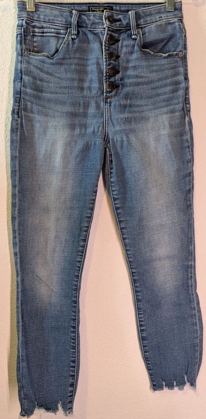 Abercrombie & Fitch Simone High Rise Ankle Button Fly Jeans Women Size 27/4 (448 - Picture 2 of 4